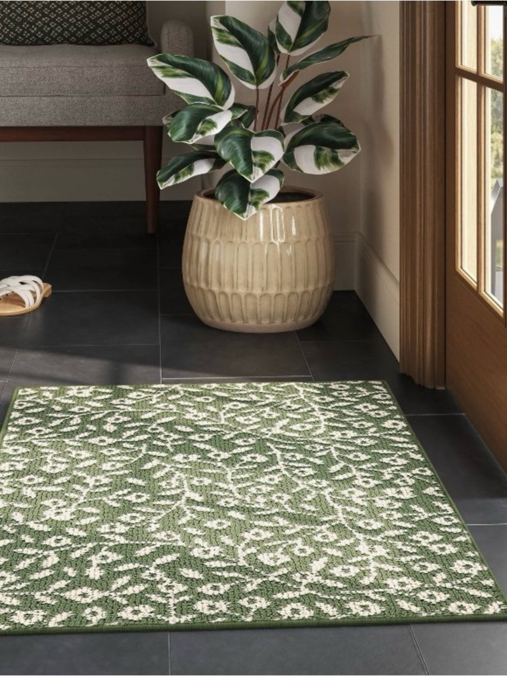 NWOT 2'x3' Botanical Washable Accent Rug Fern Green - Threshold™